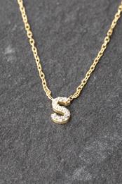 Gold Lowercase Pave Initial Necklace