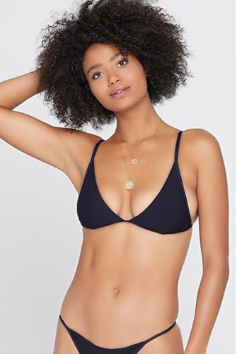 Black Ribbed Millie Bikini Top BLACK