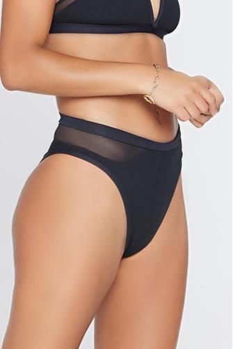 Black Ribbed Palonia Bikini Bottom BLACK