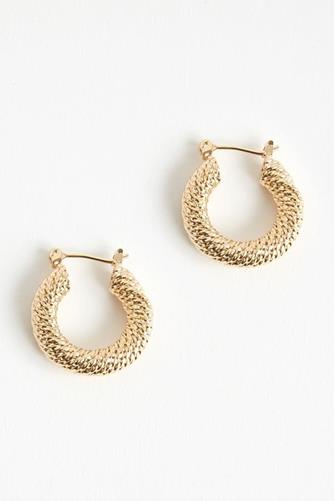Gold Twisted Rope Small Hoop Earrings GOLD