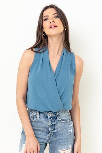 Sleeveless Overlap Top INDIGO