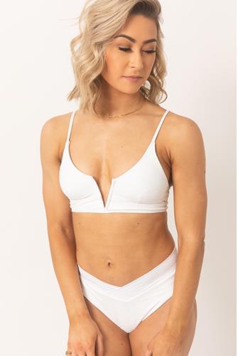 White Pointelle Rib Siren Bikini Top WHITE