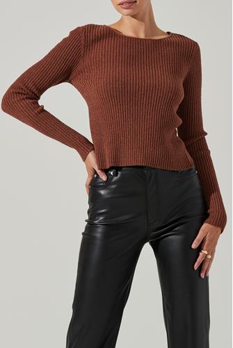 Lynette Open Back Sweater BROWN