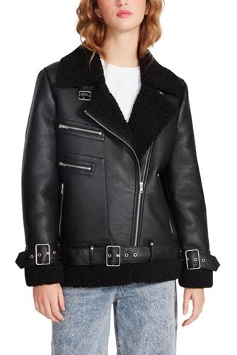 QUINN SHEARLING MOTORCYCLE JACKET BLACK