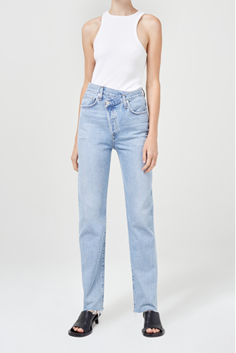 Criss Cross Straight Denim Pants DIMENSION