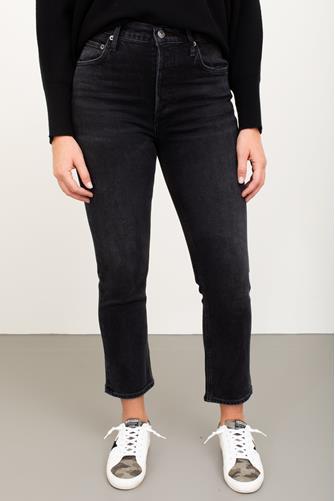 Riley Hi Rise Straight Leg Crop Jean in Panoramic BLACK
