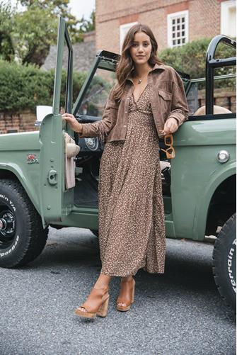 Floral Print Maxi Dress BROWN