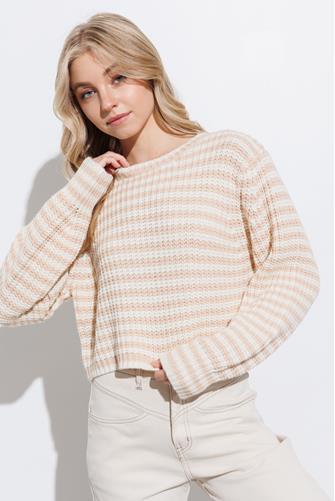 Multi Stripe Casual Sweater PEACH