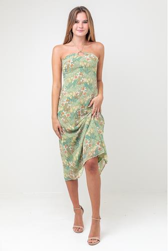 Floral Halter Midi Dress GREEN PRINT