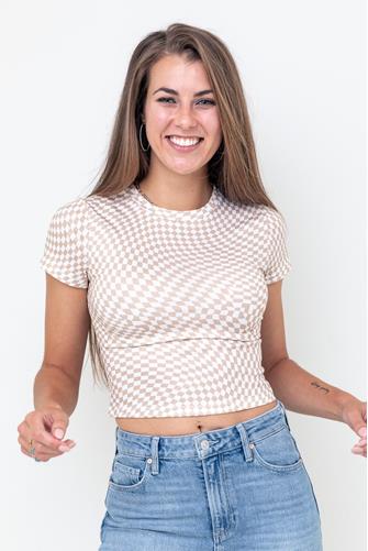 Check Print Short Sleeve TAN