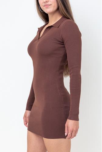 Long Sleeve Mini Dress BROWN