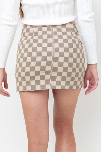 Checkered Mini Skirt TAN CHECKER