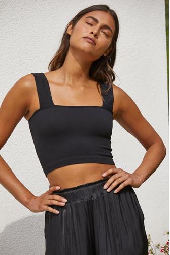 Seamless Square Neck Top BLACK
