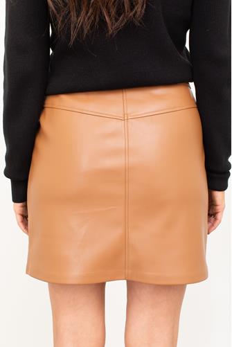 Leather Too Late Skirt BROWN