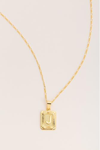 J Initial Card Necklace GOLD