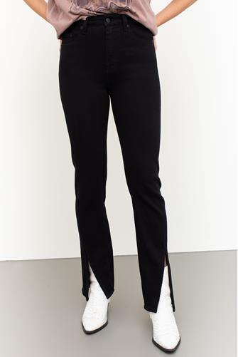 Teagan Hi Rise Vented Straight Leg Jean in Dark Vinyl BLACK
