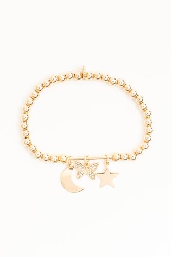 Beaded Star and Moon Bracelet GOLD