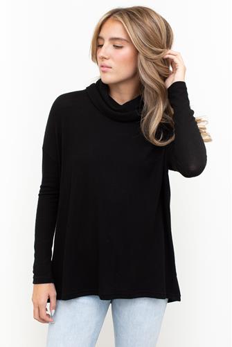 Melysa Marled Cowl Neck Top PINK