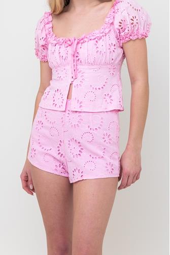 Sara Eyelet Short ROSE