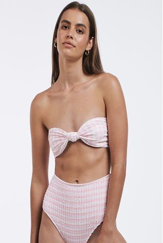 Pink Gingham Cabo Bandeau Bikini Top MULTI