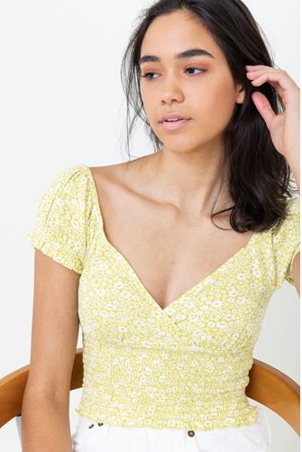 Lime Spring Air Floral Top LIME
