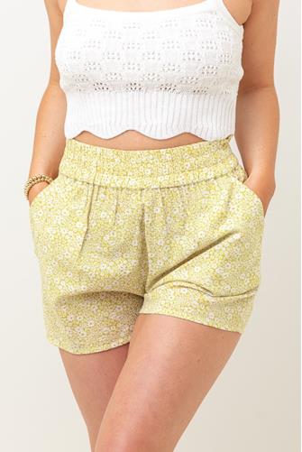 Love to Lounge Floral Smocked Short LIME