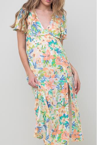 Jet Set Floral Midi Dress WHITE MULTI -