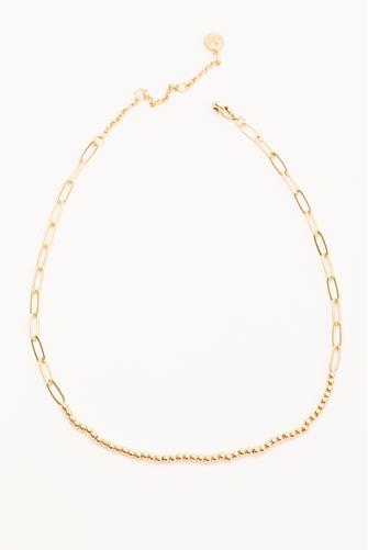 Paper Clip & Ball Chain Necklace GOLD