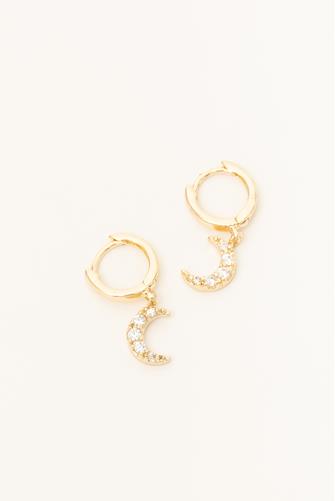 Gold Pave Horn Huggie Earrings GOLD