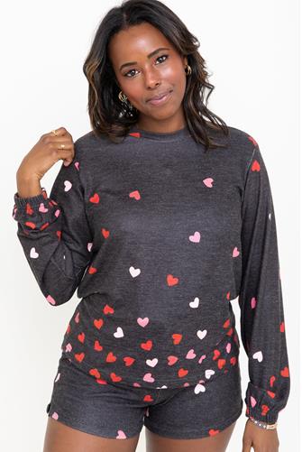 Kiss Me Goodnight Long Sleeve Top SLATE