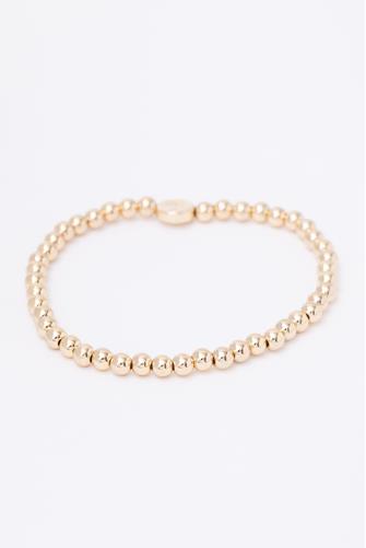 Small 4mm Beaded Stretch Bracelet GOLD