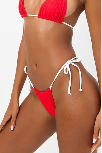 Flame Tia Textured String Bikini Bottom FLAME