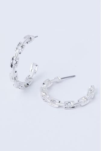 Small Chain Link Hoop Earring SILVER