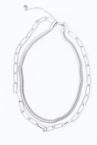 Herringbone and Link Necklace SILVER