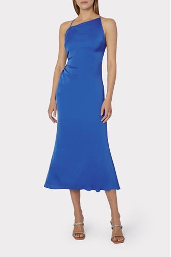 Electra Stretch Silk Midi Dress BLUE