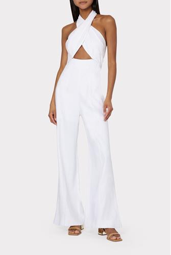 Eda Linen Halter Jumpsuit WHITE