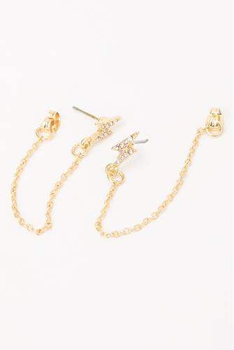 Lightning Bolt Pave Earrings GOLD