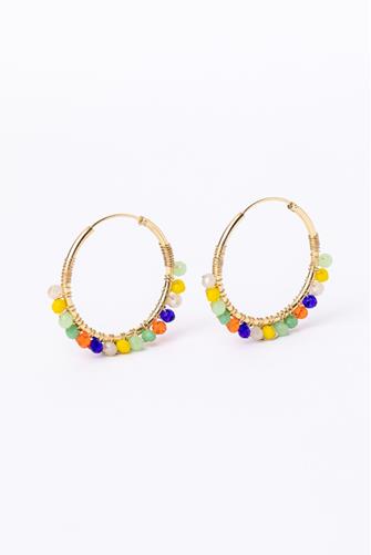 Hanging Stone Hoop Earrings MULTI