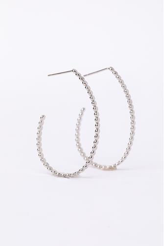 Beaded Hoop Earrings SILVER