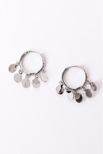 Disc Dangle Hoop Earring SILVER