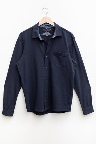 Navy Stretch Slub Jersey Shirt 0