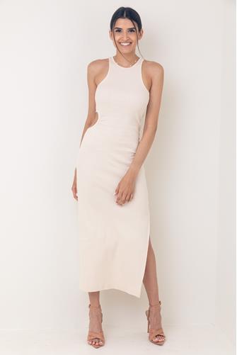 Rasha Ribbed Midi Dress ECRU