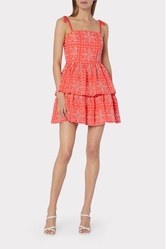Easton Tie Eyelet Mini Dress CORAL