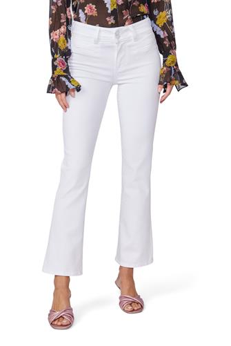 Crisp White Claudine Double Button Kick Flare WHITE