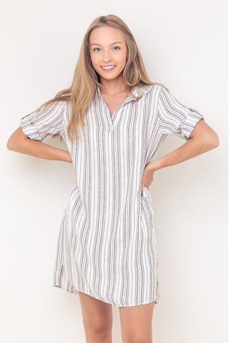 Macey Mini Dress BLACK WHITE STRIPE