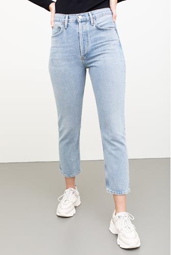 Riley Hi Rise Straight Leg Crop Jean in Dimension DIMENSION