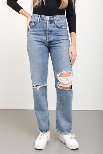 90's Pinch Waist Hi Rise Straight Leg Jean in Backdrop BACKDROP