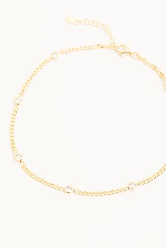 CZ Bezel Cuban Chain Anklet GOLD