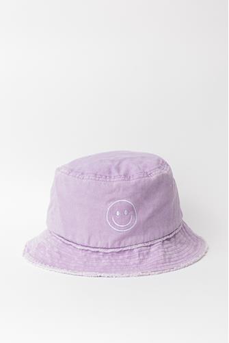 Outline Smiley Face Bucket Hat LAVENDER