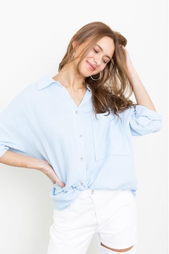 Oversized Button Down Top BLUE